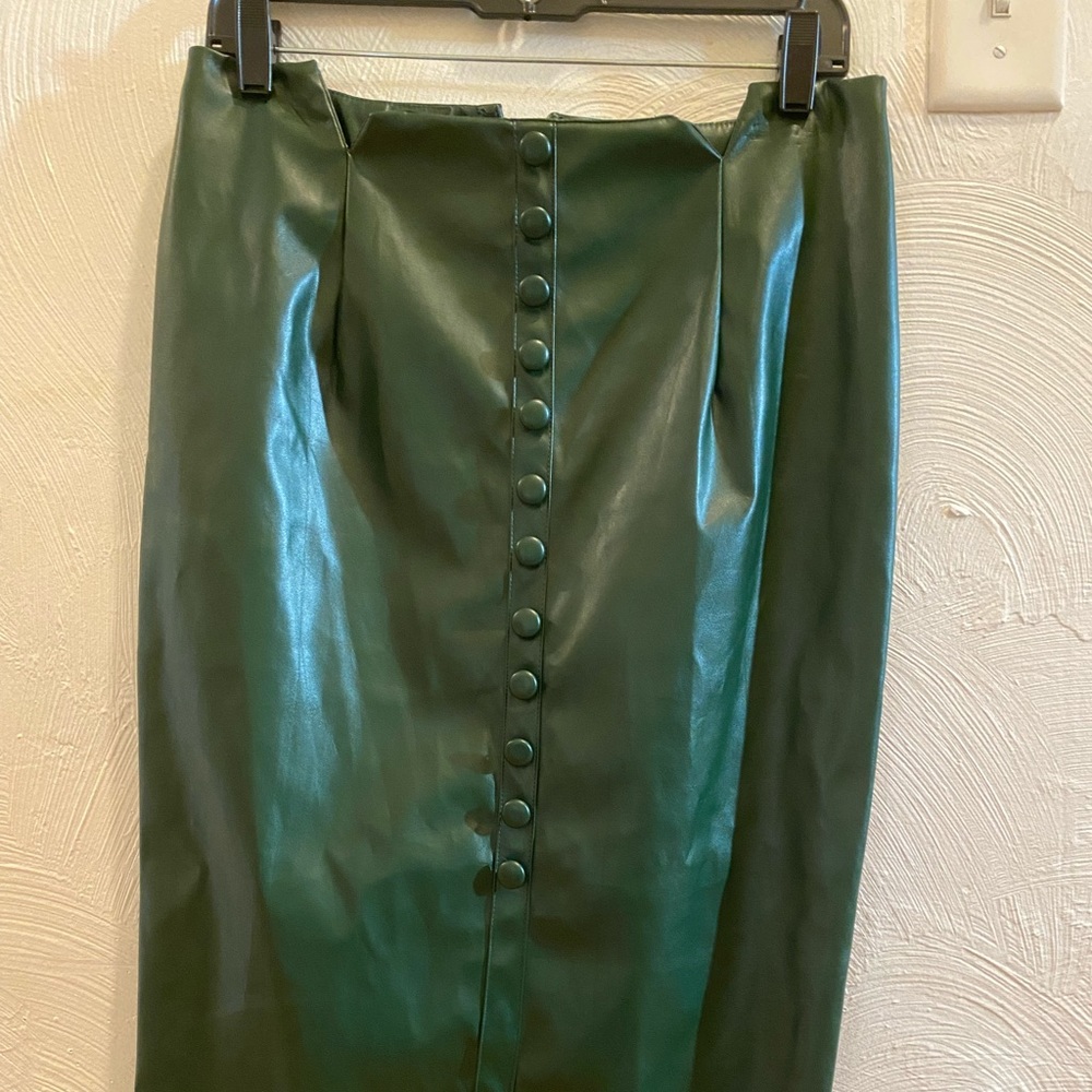 Olive Green Faux Leather skirt